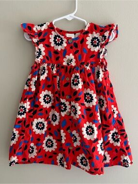 NEXT Red Floral Flowy Button-Front Girls Dress size 2/3
